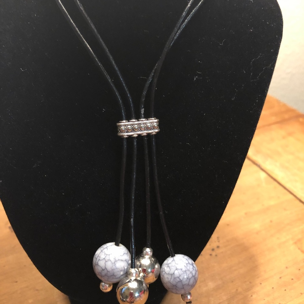 Long necklace cord with simple stones